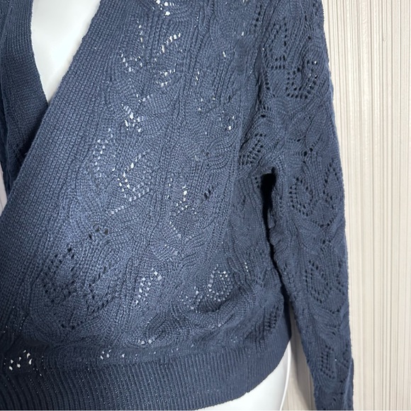 LC Lauren Conrad navy blue crochet cardigan sweater petite small - Picture 4 of 8